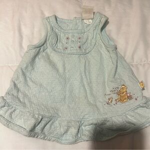 Disney Classic Pooh Baby Dress 3 Months Vintage 90s 2000s Green Pooh Piglet